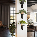 Set de 3 soportes de pared para macetas en forma de U, estructura metálica negra para salón y balcón