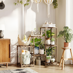 Estantería de madera para plantas de 3 niveles, soporte amplio para 12 macetas o más, ideal para interior y exterior