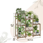 Estantería de madera para plantas de 3 niveles, soporte amplio para 12 macetas o más, ideal para interior y exterior