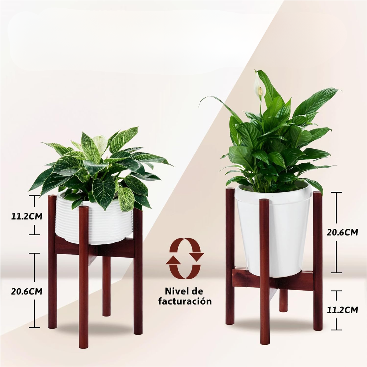 Soporte de bambú ajustable para macetas, pedestal de madera para plantas de interior y exterior