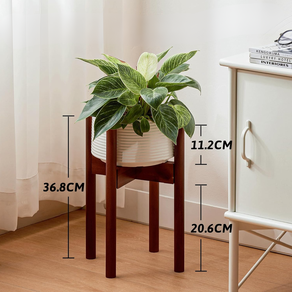 Soporte de bambú ajustable para macetas, pedestal de madera para plantas de interior y exterior
