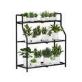 Estantería metálica para plantas de 3 niveles, soporte negro para interior y exterior