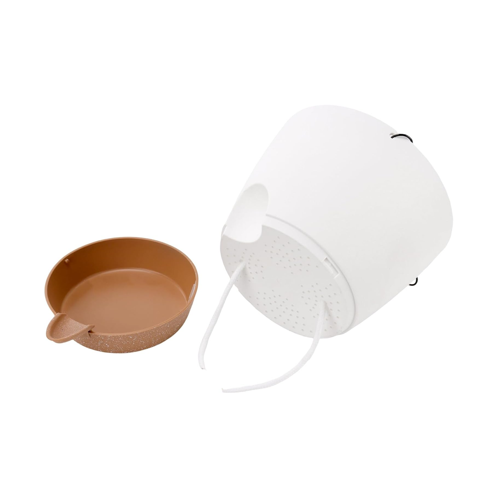 Set de 2 maceteros colgantes con depósito de agua, blancos y dorados, para interior y exterior