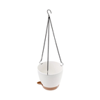 Set de 2 maceteros colgantes con depósito de agua, blancos y dorados, para interior y exterior