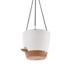 Set de 2 maceteros colgantes con depósito de agua, blancos y dorados, para interior y exterior
