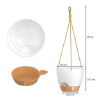 Set de 2 maceteros colgantes de autorriego de 20 cm con orificios de drenaje y depósito de agua, blancos
