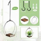 Set de 2 soportes colgantes para plantas con base de madera, diseño boho para interior y exterior