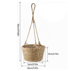 Set de 2 maceteros colgantes de fibra natural de 20 cm, tejidos a mano, para interior y exterior