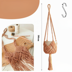 Set de 2 colgadores de macramé para macetas de hasta 20 cm, diseño boho en color caramelo