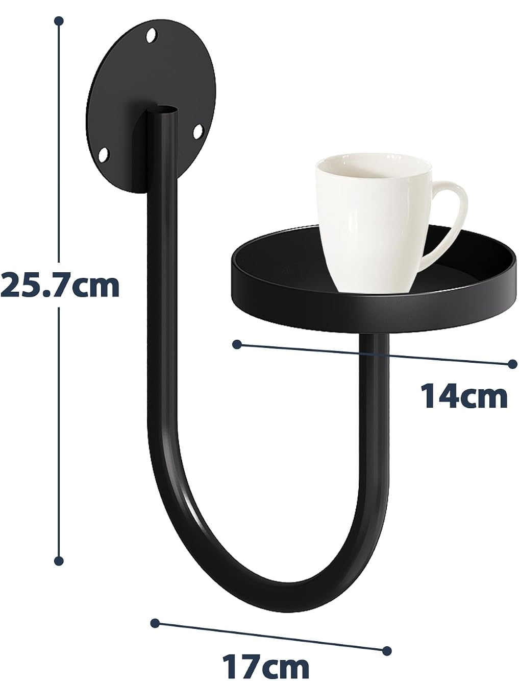 Set de 3 soportes de pared para macetas en forma de U, estructura metálica negra para salón y balcón