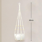 Colgador de macramé para macetas con cuentas de madera, soporte colgante boho para interior y exterior