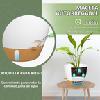 Set de 2 maceteros colgantes de autorriego de 20 cm con orificios de drenaje y depósito de agua, blancos