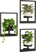 Set de 3 soportes de pared para macetas, estanterías metálicas para plantas de interior y exterior