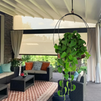 Set de 2 soportes colgantes para plantas con base de madera, diseño boho para interior y exterior