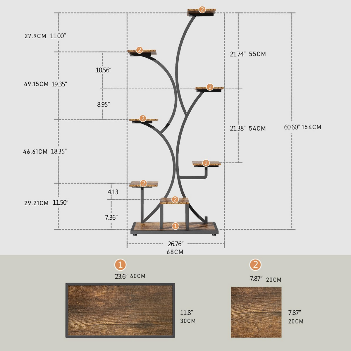 Estantería para plantas de interior con luz de cultivo, 8 niveles, estructura metálica para varias plantas
