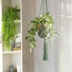 Set de 2 colgadores de macramé para macetas de hasta 20 cm, diseño boho en verde oscuro