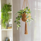 Set de 2 colgadores de macramé para macetas de hasta 20 cm, diseño boho en color caramelo