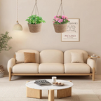 Set de 2 maceteros colgantes de fibra natural de 20 cm, tejidos a mano, para interior y exterior