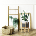 Set de macetero textil con soporte de bambú, pedestal decorativo para plantas de interior