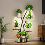 Estantería para plantas de interior con luz de cultivo, 7 niveles, 105 cm de altura, estructura metálica para varias plantas