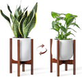 Soporte de bambú ajustable para macetas, pedestal de madera para plantas de interior y exterior