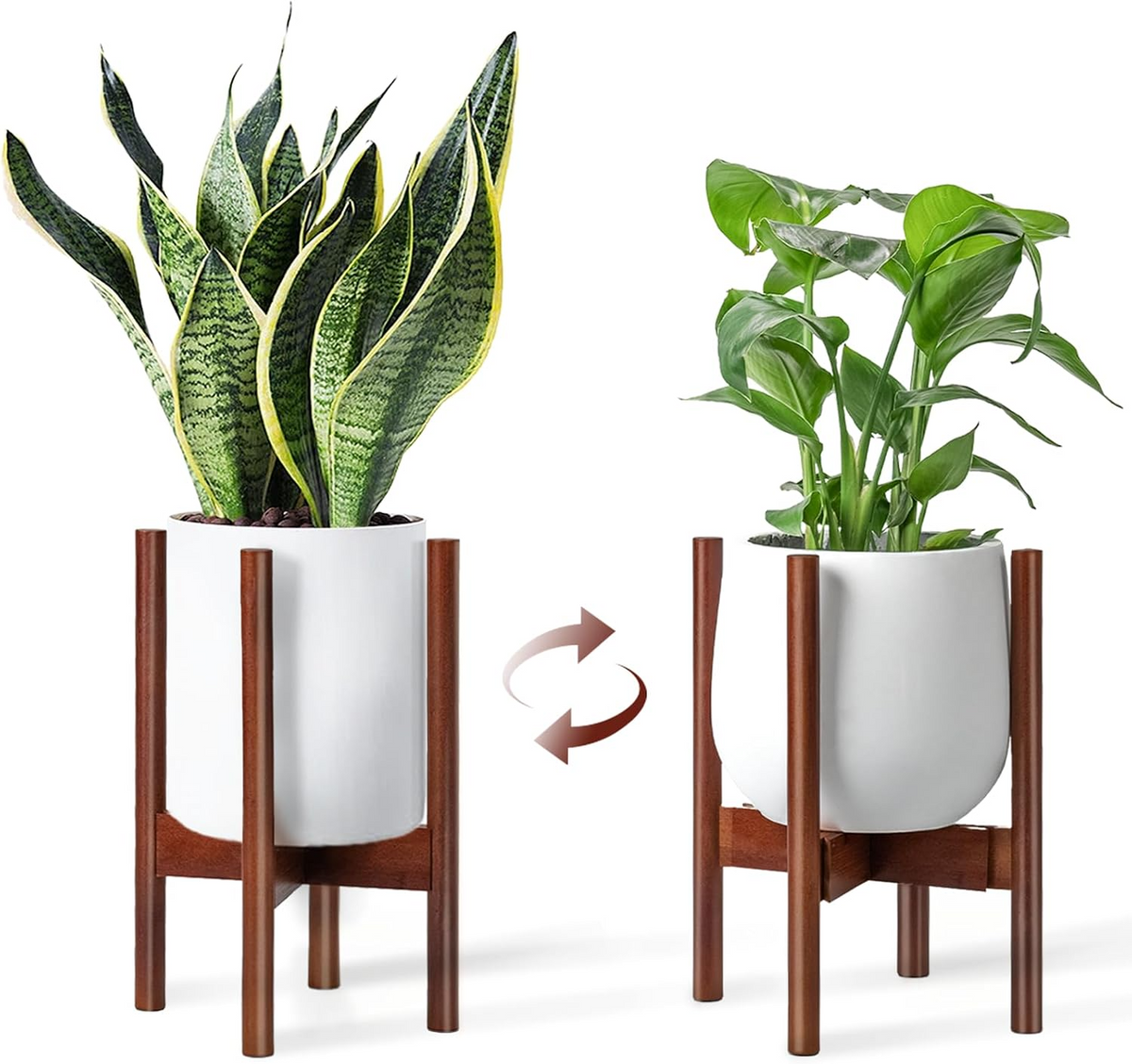 Soporte de bambú ajustable para macetas, pedestal de madera para plantas de interior y exterior