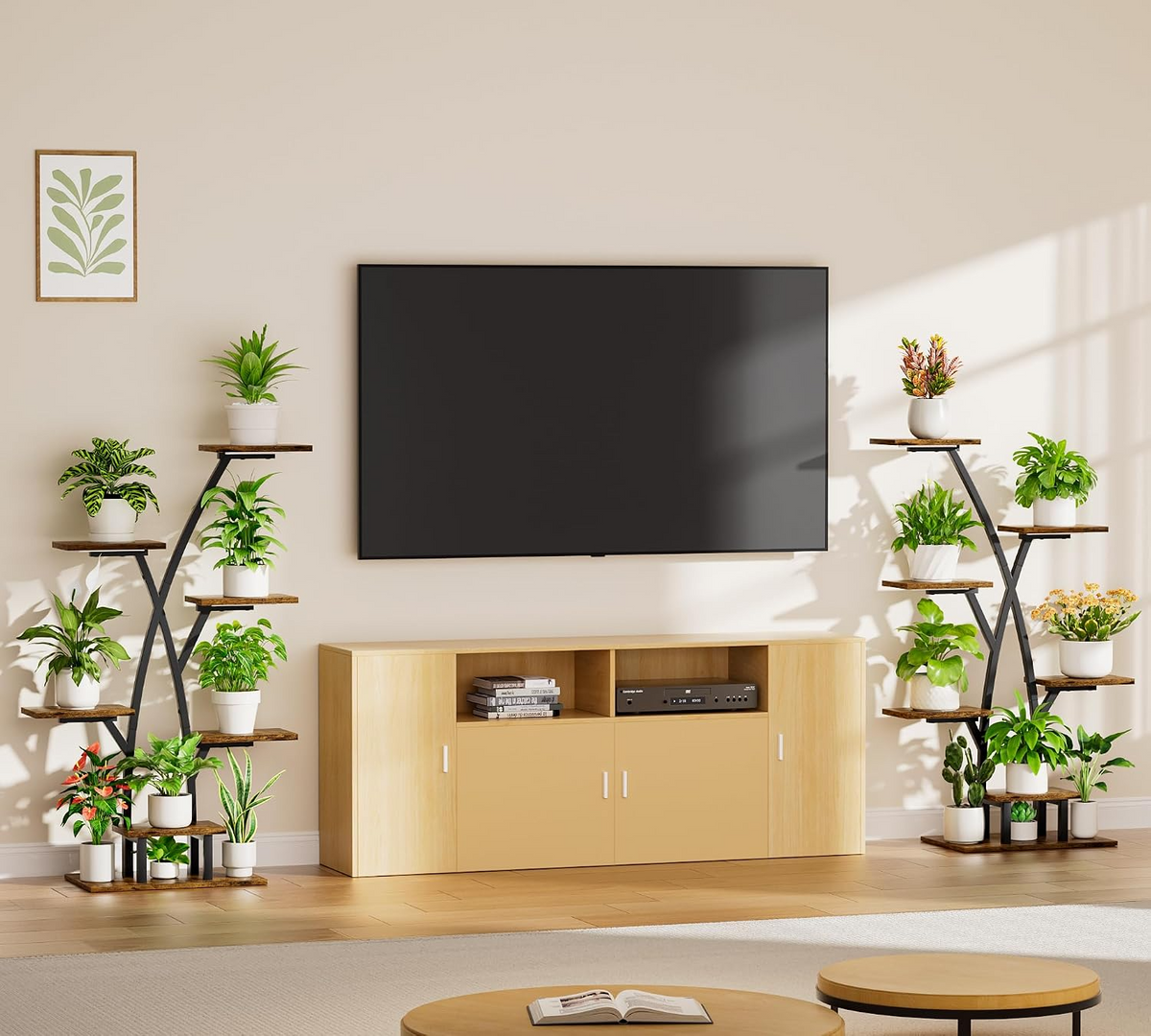 Estantería para plantas de interior con luz de cultivo, 7 niveles, 105 cm de altura, estructura metálica para varias plantas