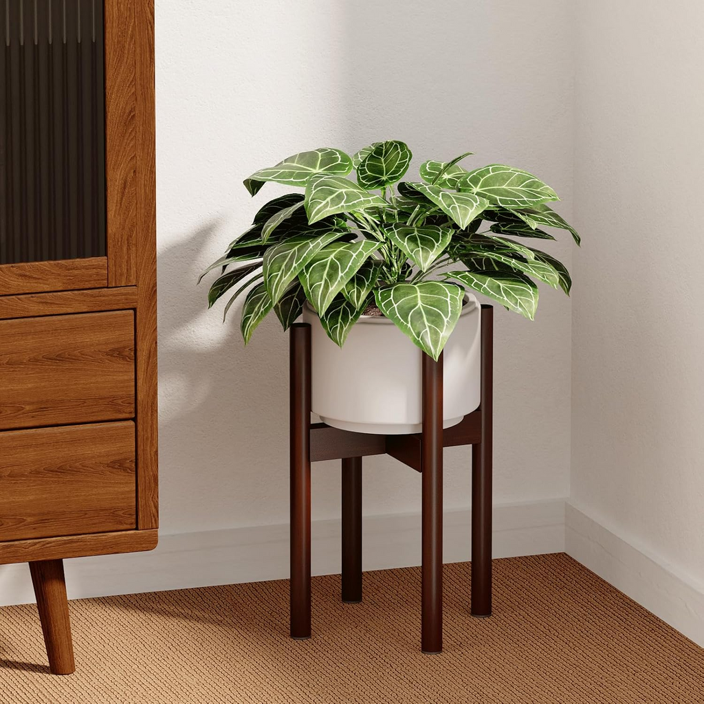 Soporte de bambú ajustable para macetas, pedestal de madera para plantas de interior y exterior