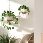 Colgador de macramé para macetas con cuentas de madera, soporte colgante boho para interior y exterior