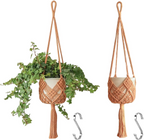 Set de 2 colgadores de macramé para macetas de hasta 20 cm, diseño boho en color caramelo